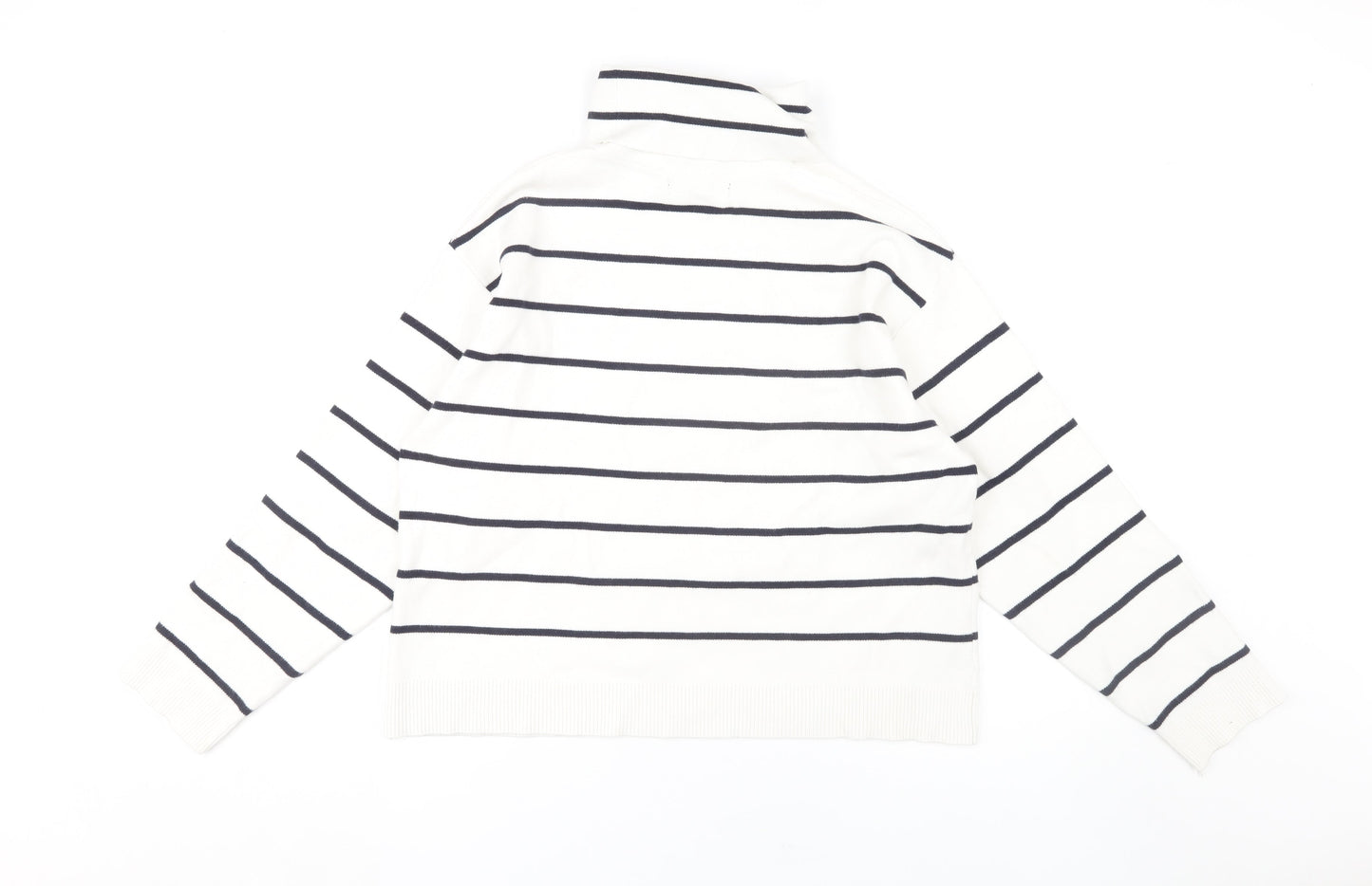 MNG Women's White Striped Pullover Jumper (Size S)