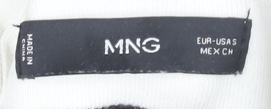 MNG Women's White Striped Pullover Jumper (Size S)