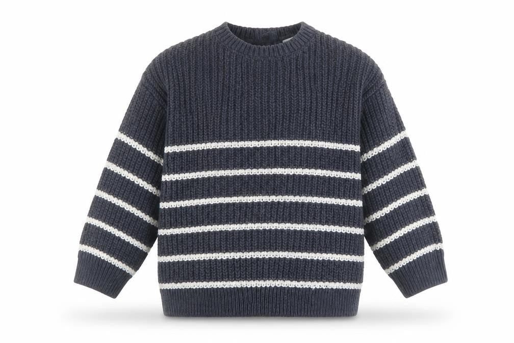 H&M Unisex Striped Pullover Jumper, Grey/White, 6-9 Months