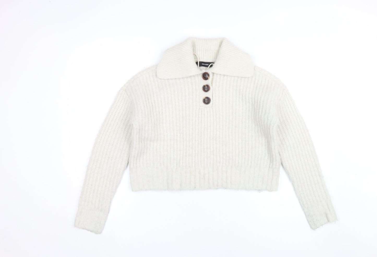 Vero Moda Women's Ivory Henley Knit Jumper XS
