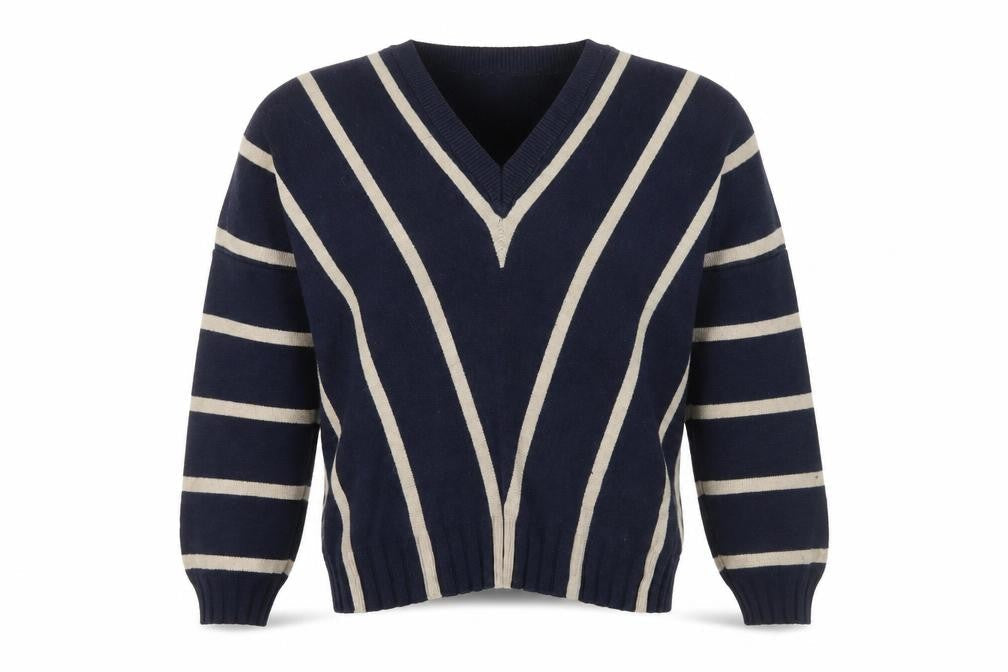 Apricot Women's Blue Striped V-Neck Pullover Jumper
