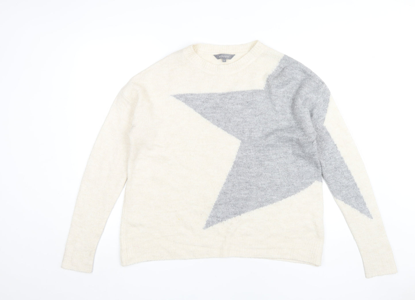 Principles Women's Ivory Geometric Pullover Jumper, Size 8