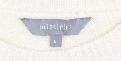 Close-up detail of Principles Women's Ivory Geometric jumper, size 8