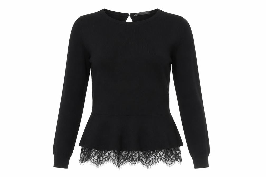 Oasis Women's Black Lace Hem Jumper, S