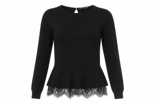 Oasis Women's Black Lace Hem Jumper, S