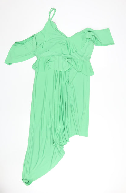 Back view of Asos Women's Green Asymmetric Dress UK 16