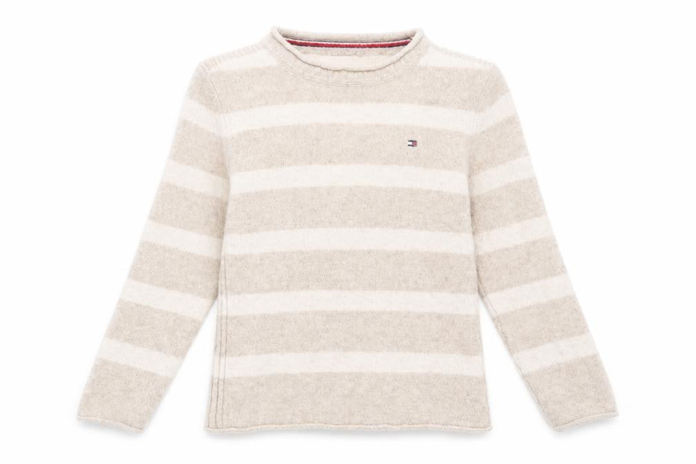 Tommy Hilfiger Girls Beige Striped Pullover Jumper XS