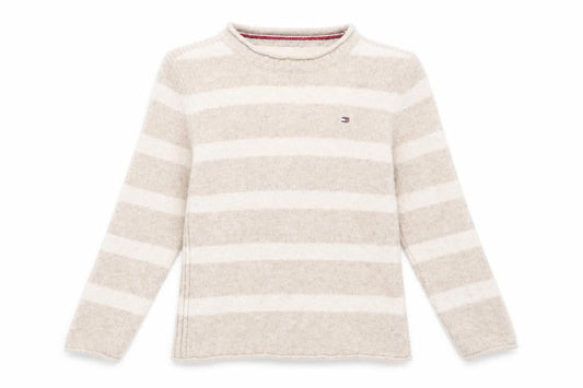 Tommy Hilfiger Girls Beige Striped Pullover Jumper XS