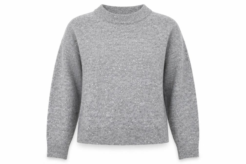 H&M Women's Grey Sequin Pullover Jumper XS