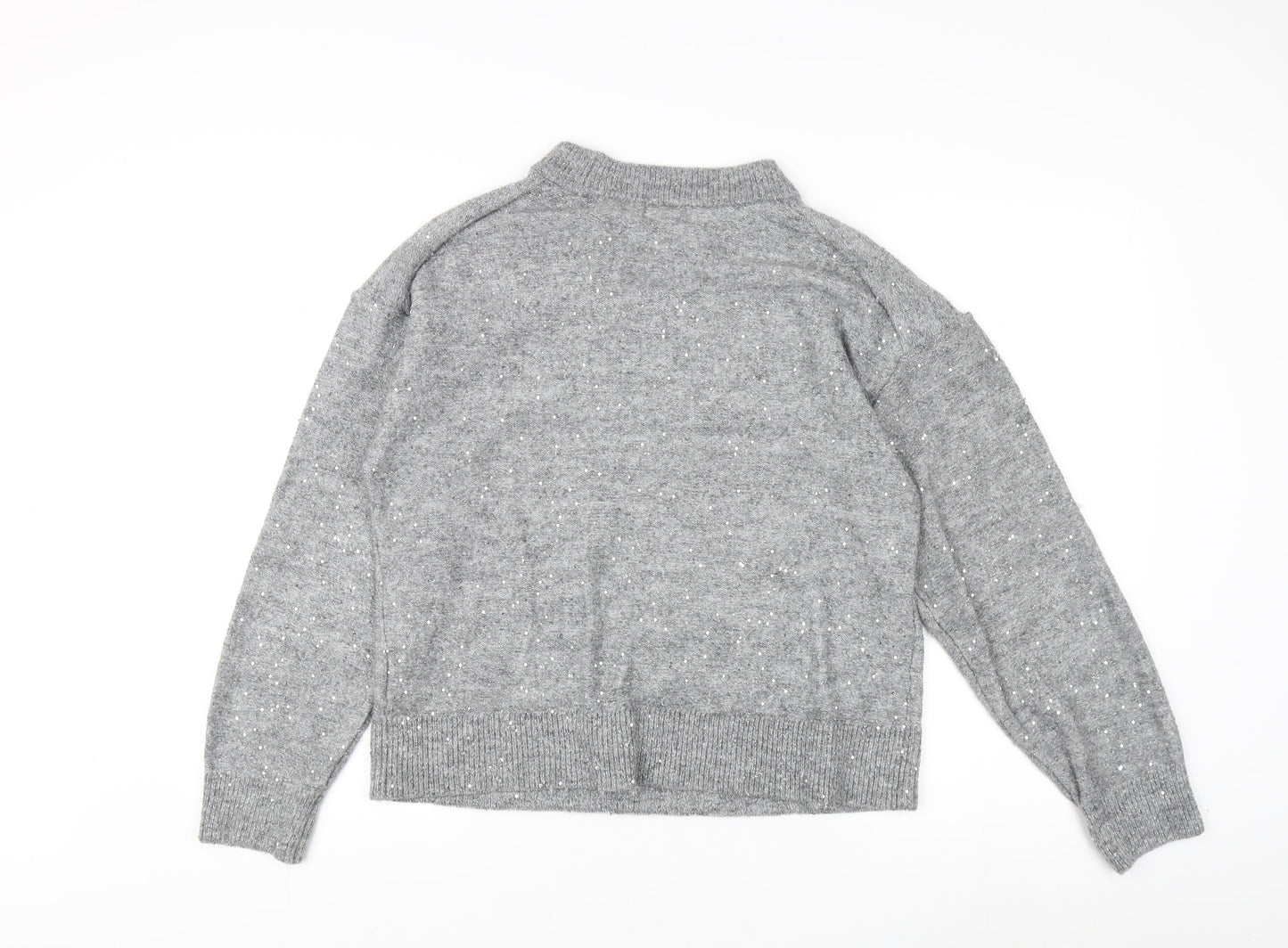 H&M Women's Grey Sequin Pullover Jumper XS