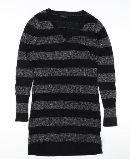 West One Women's Black Striped Pullover Jumper Size 12