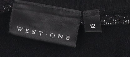 West One Women's Black Striped Pullover Jumper Size 12