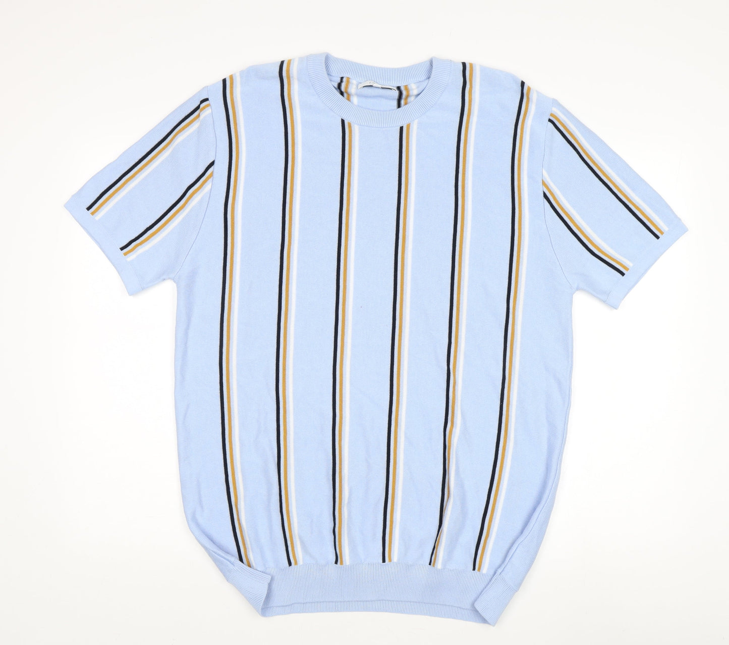 Next Men's XL Blue Striped Cotton Pullover Jumper