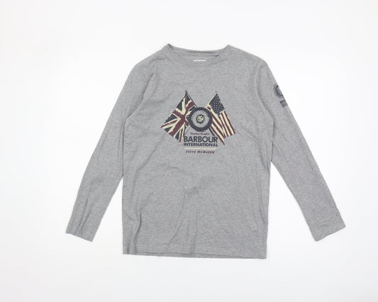 Barbour Boys Grey Long Sleeve T-Shirt XL, Casual Graphic Print