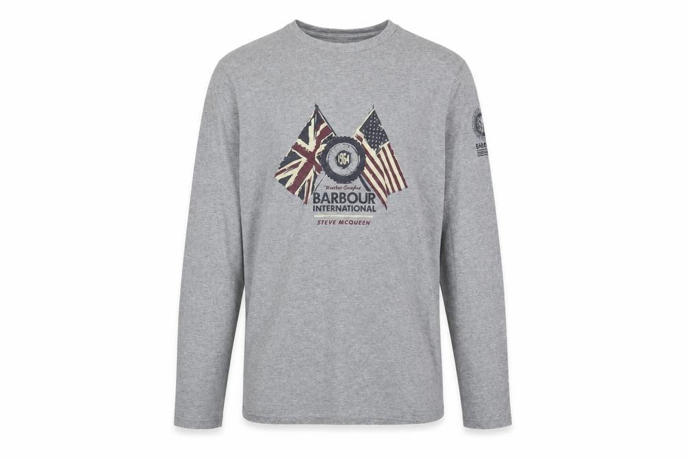 Barbour Boys Grey Long Sleeve T-Shirt XL, Casual Graphic Print