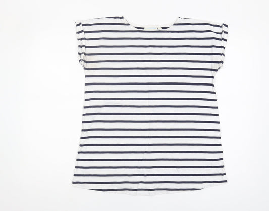 JoJo Maman Bébé Women's Striped T-Shirt Blue S