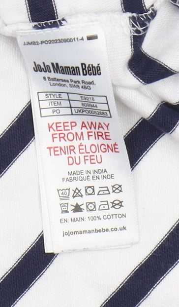 JoJo Maman Bébé Women's Striped T-Shirt Blue S