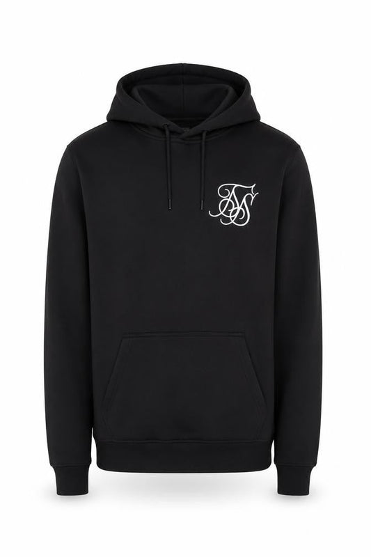 SikSilk Men's Black Pullover Hoodie XS Logo