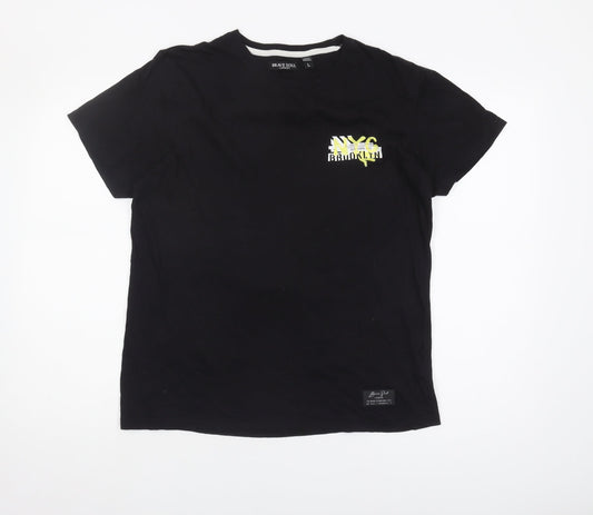 Brave Soul Men's Black Graphic Print T-Shirt - L
