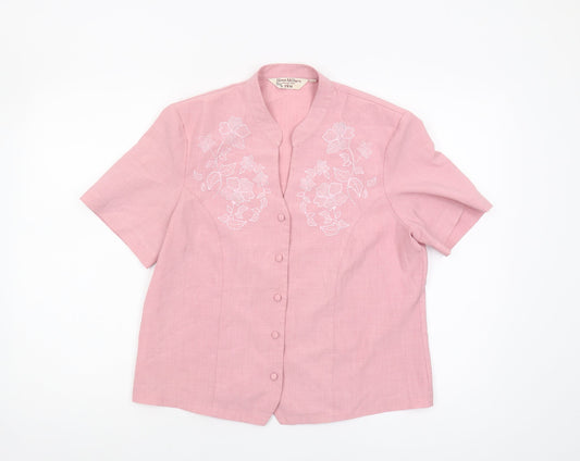 Honor Millburn Women's Pink Embroidered Blouse Size 12