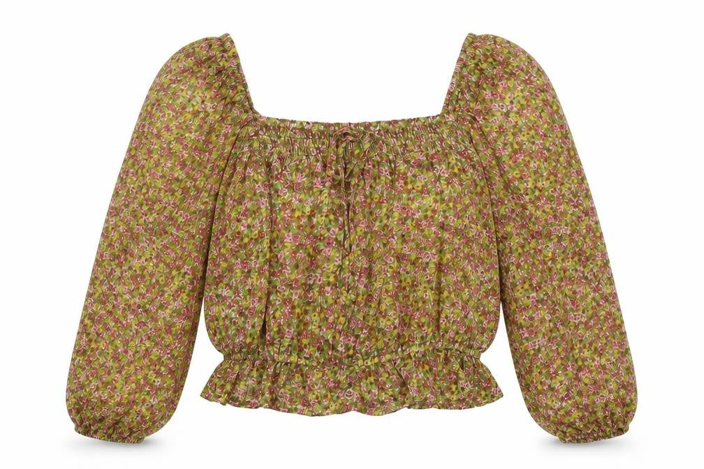 Mango Women's Cropped Floral Blouse Size 14, Multicolour, Bohemian
