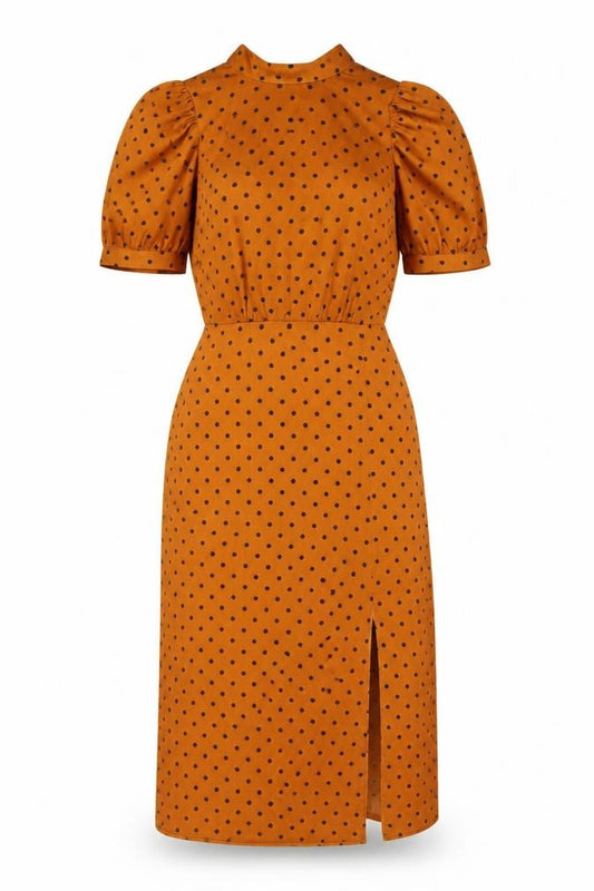 Warehouse Women's Brown Polka Dot Sheath Dress Size 6