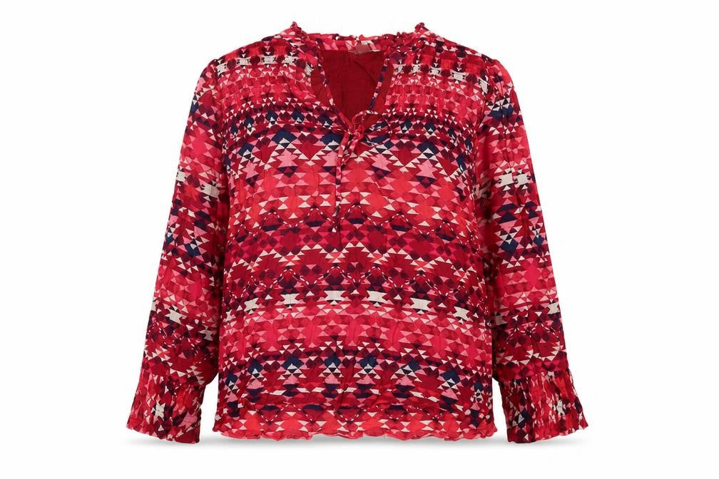 Monsoon Women's Red Geometric Blouse Size 12