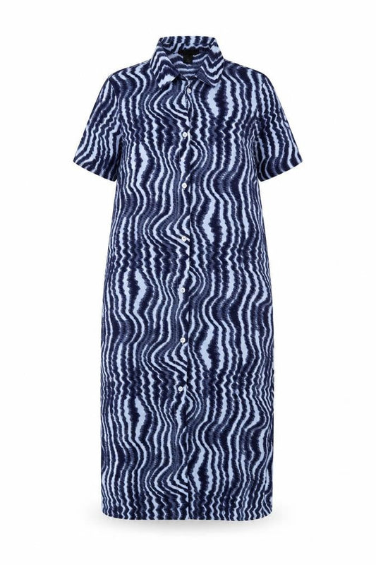 Monki Women's Blue Geometric Shirt Dress, Size S