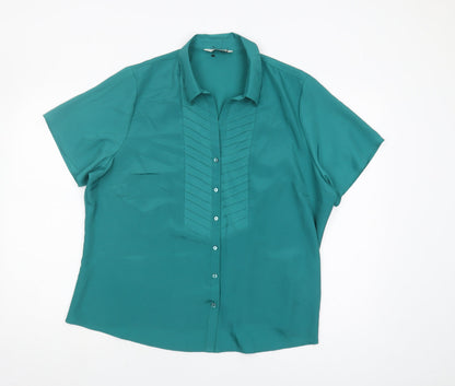 BHS Women’s Green Button-Up Shirt Size 20 Classic
