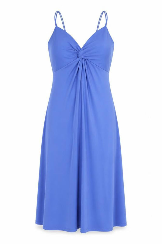 H&M Women's Blue Slip Dress XS, Midi, Smocked Back