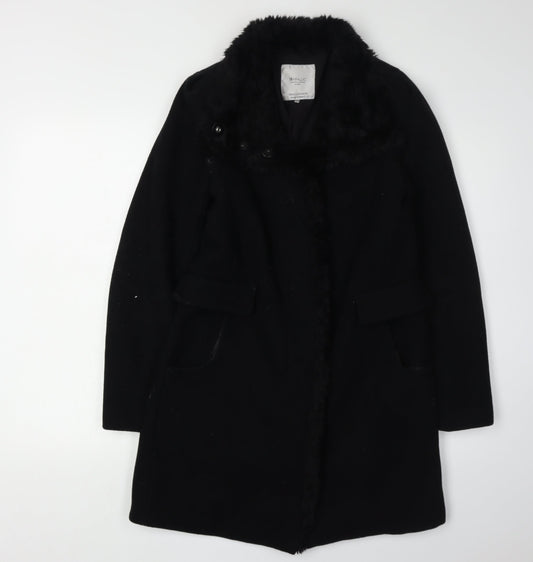 Zara Women's Black Fur Trim Coat Size S