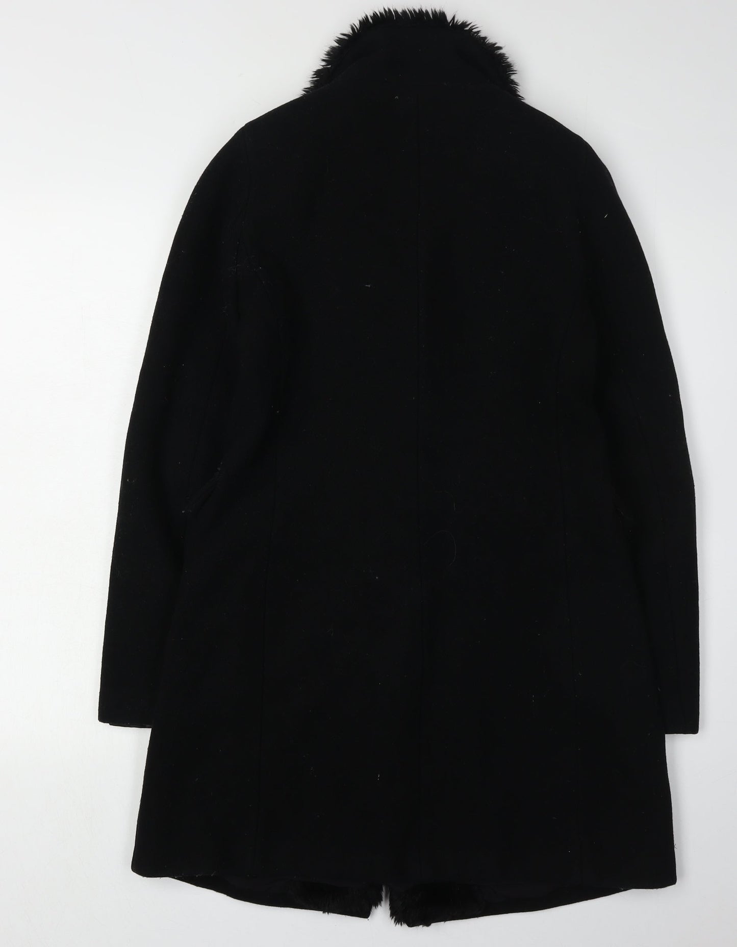 Zara Women's Black Fur Trim Coat Size S