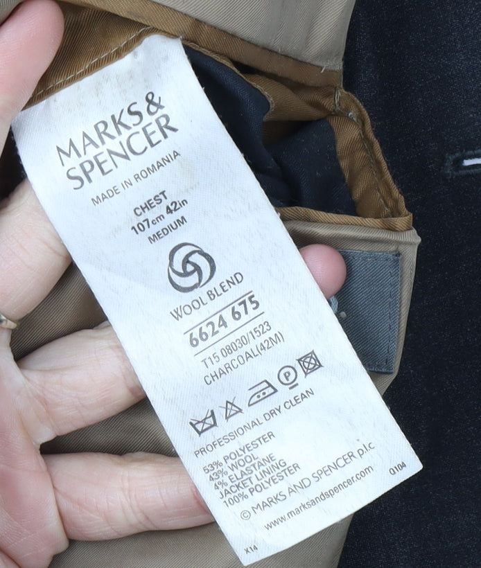 Marks and Spencer Men's Black Blazer, Size 42R
