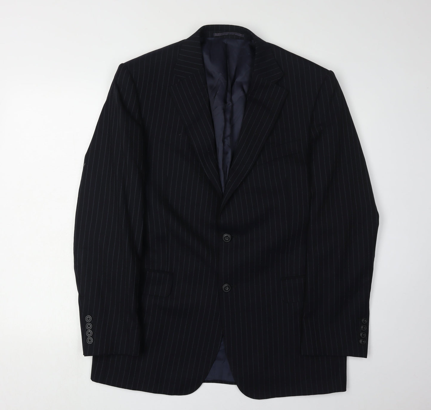 Marks and Spencer Men's Blue Striped Blazer 40R