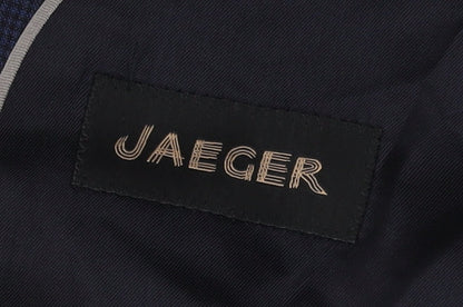Close-up detail of Jaeger Men's Blue Blazer, size 38R, Two-Button Formal Jacket