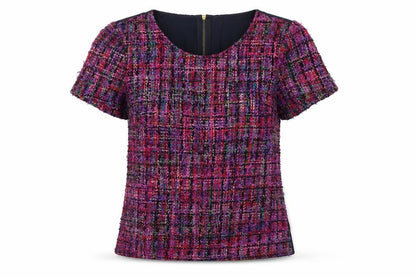 Boden Women's Multicoloured Short Sleeve Plaid Top