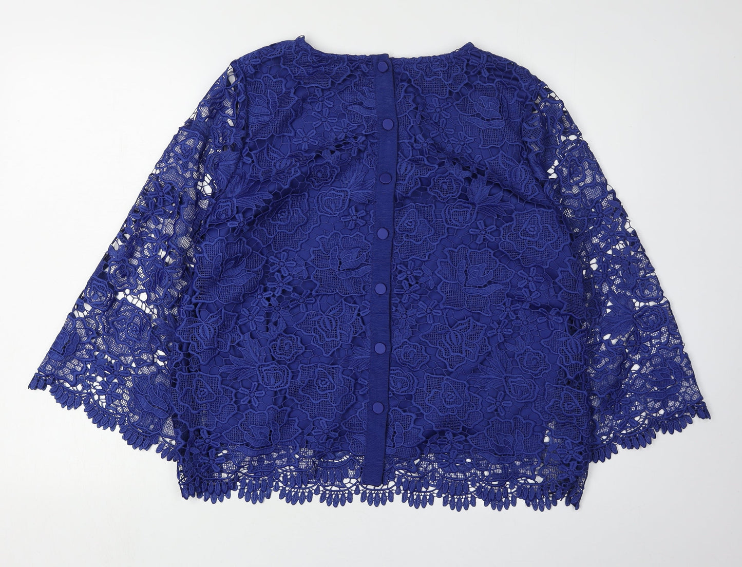 Marks and Spencer Women's Blue Lace Floral Blouse