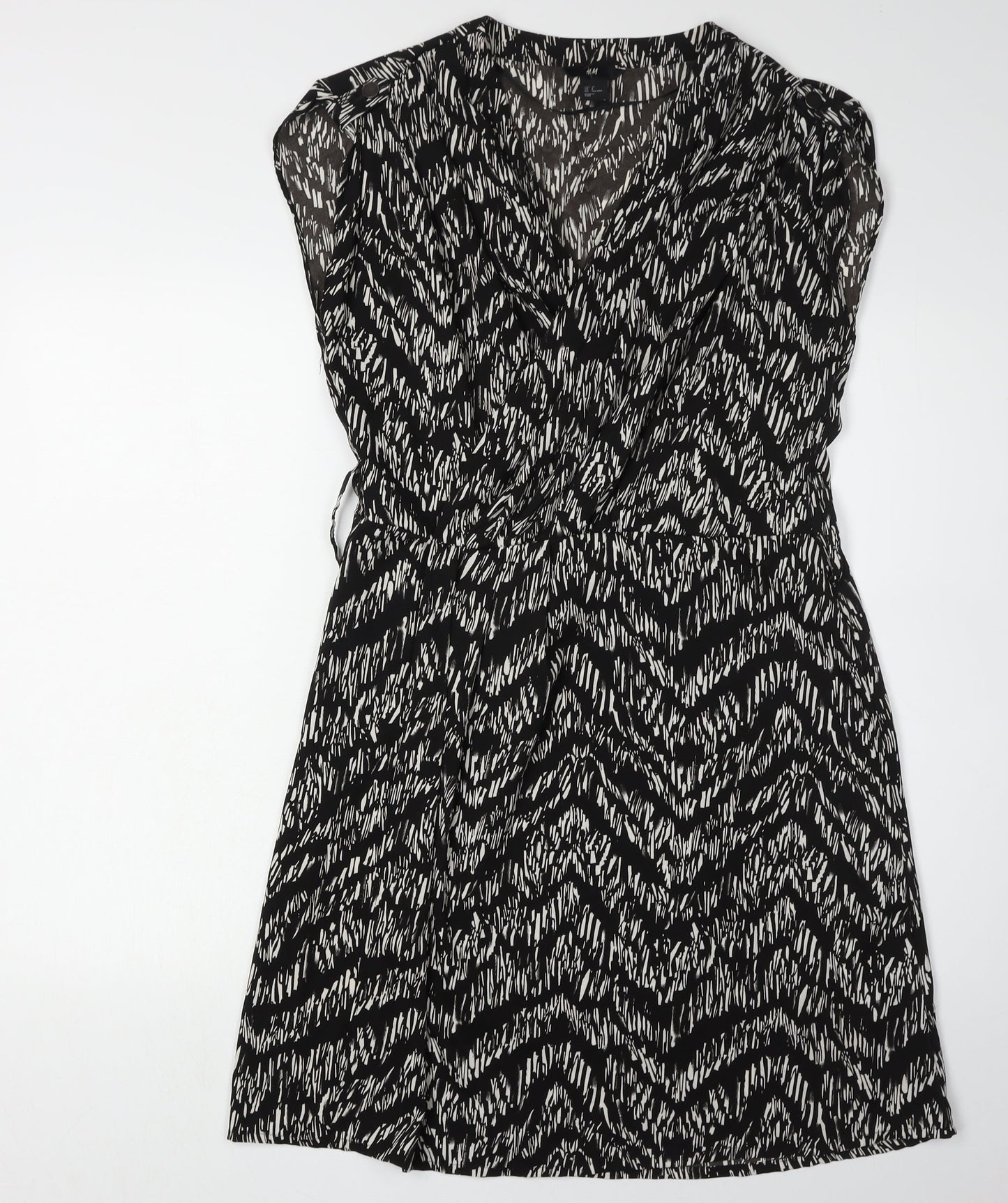 H&M Women's Black Chevron Sleeveless Dress Size 10