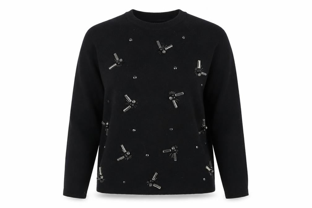 Aubin & Wills Women's Black Beaded Jumper, Size 10
