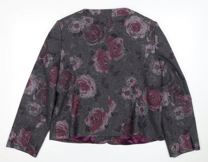 Country Casuals Women's Grey Floral Wool Suit Jacket Size 18