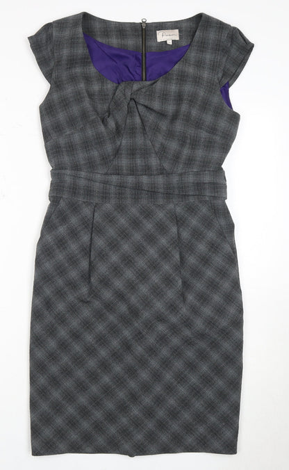 Additional front view of Poem by Oliver Bonas Grey Sheath Dress, size 10