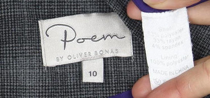 Close-up detail of Poem by Oliver Bonas Grey Sheath Dress, size 10