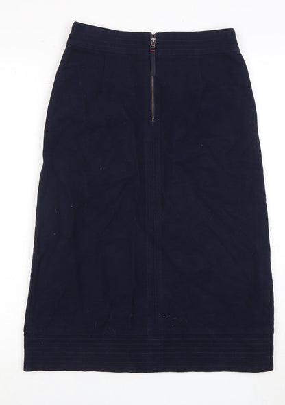 Boden Women's Blue Midi Pencil Skirt, Size 6, Zip Accent