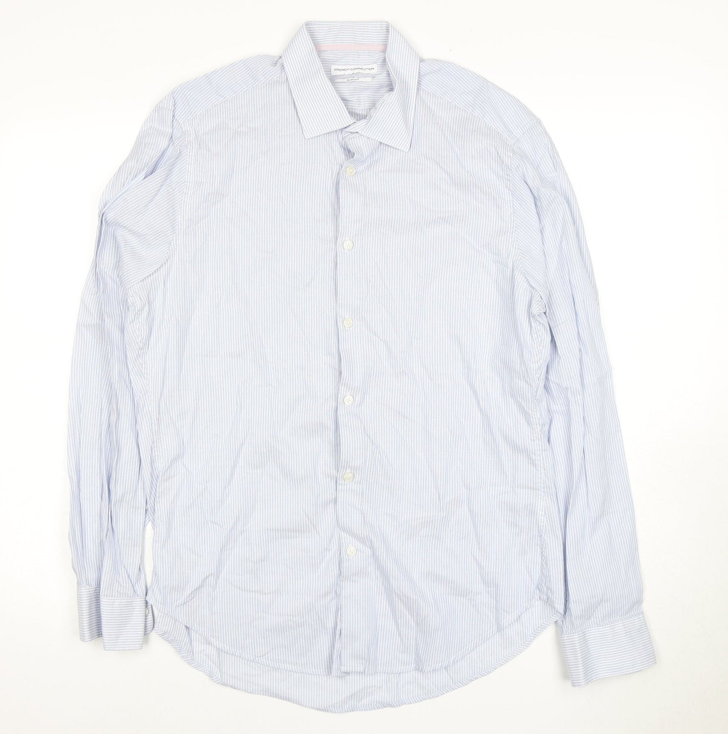 French Connection Men's Slim Blue Striped Dress Shirt