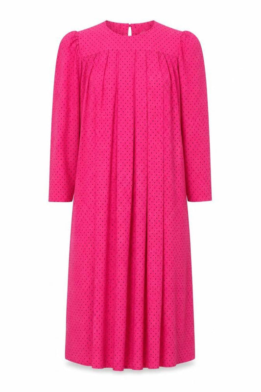 Front view of La Mama Pink Polka Dot Maternity Dress, size 10
