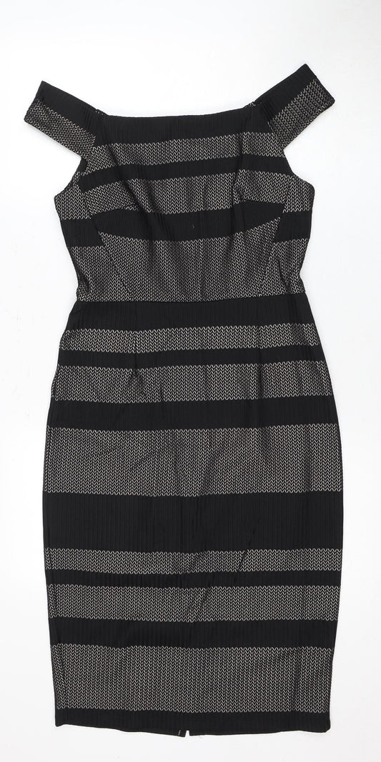 Warehouse Women Black Striped Dress Size 12