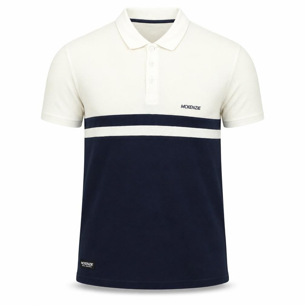 McKenzie Men's Beige and Blue Polo Shirt M