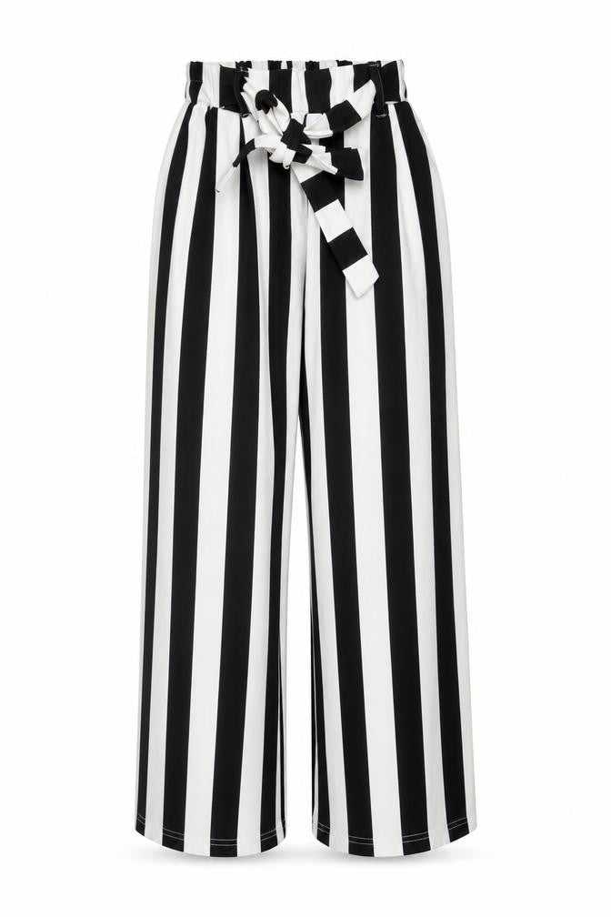 New Look Women's Black Striped Paperbag Trousers