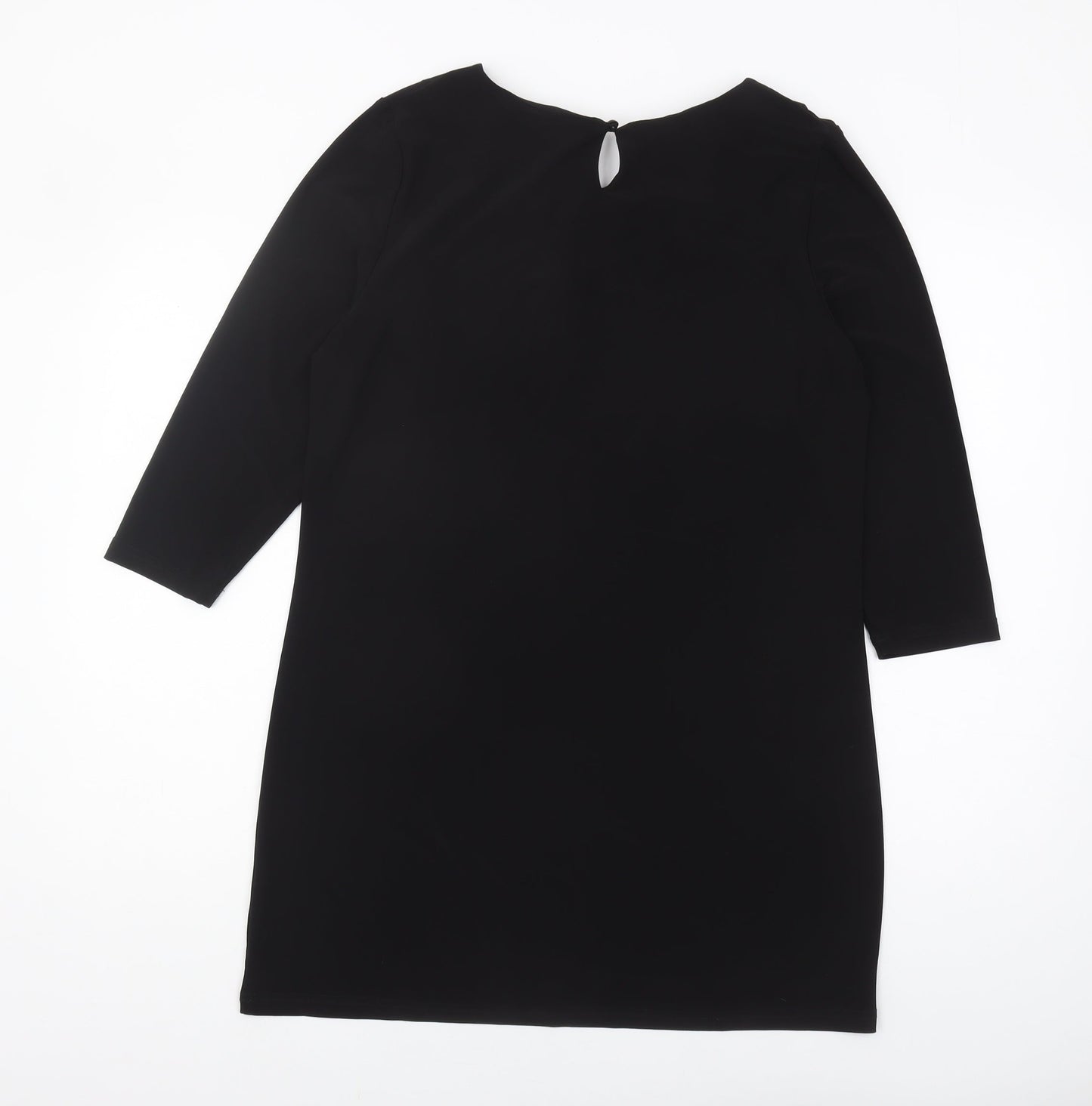 Klass Women's Black Floral Dress, Size L, Round Neck