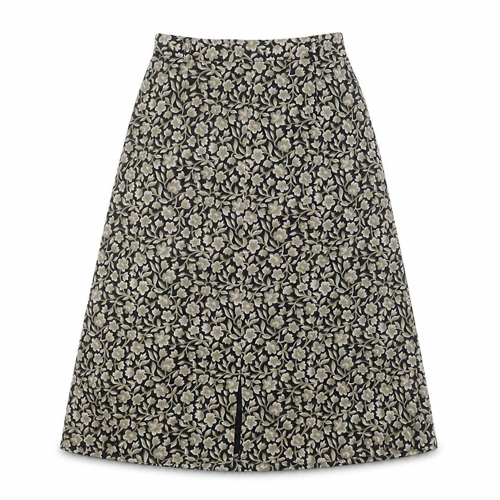 Viyella Women's Black Floral Midi Skirt, Size 10